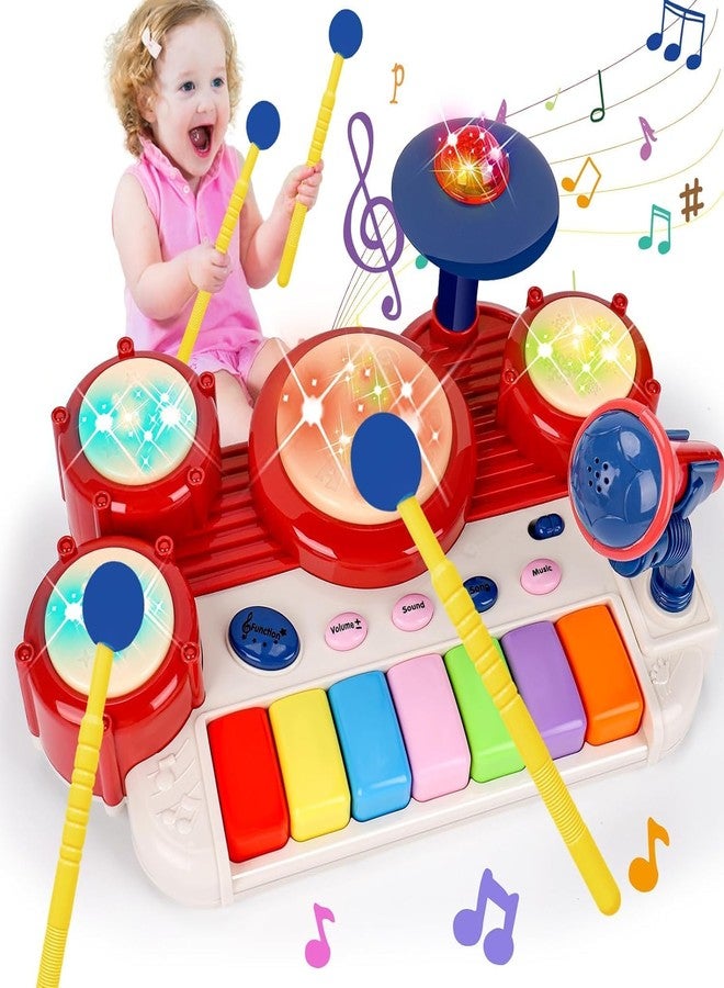 Brighterbee 2 in 1 Musical Toys for Toddlers 1-3 Piano Keyboard & Drum Music Instruments Learning Toddler Toys Age 1-2 Sensory Developmental Baby Toys 12 18 Months First Birthday Gifts for 1 2 Year - Image 1